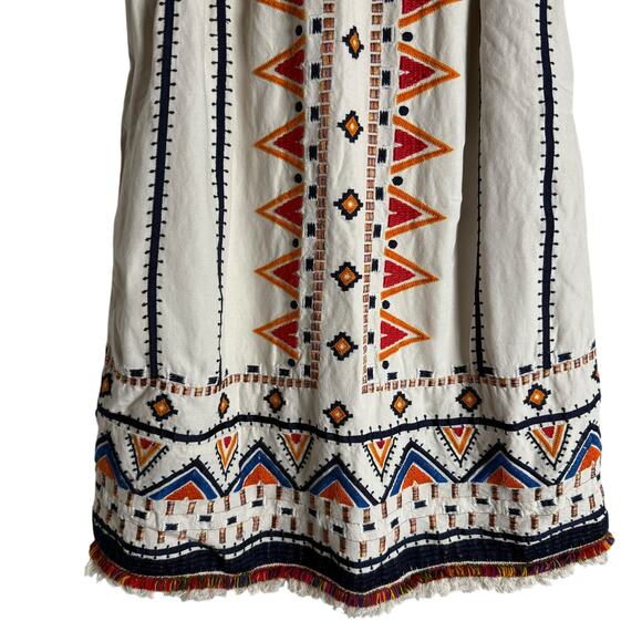 Anthropologie Akemi + Kin Reagan White Boho Embroidered Shift Mini Dress Size 0 - Picture 7 of 14